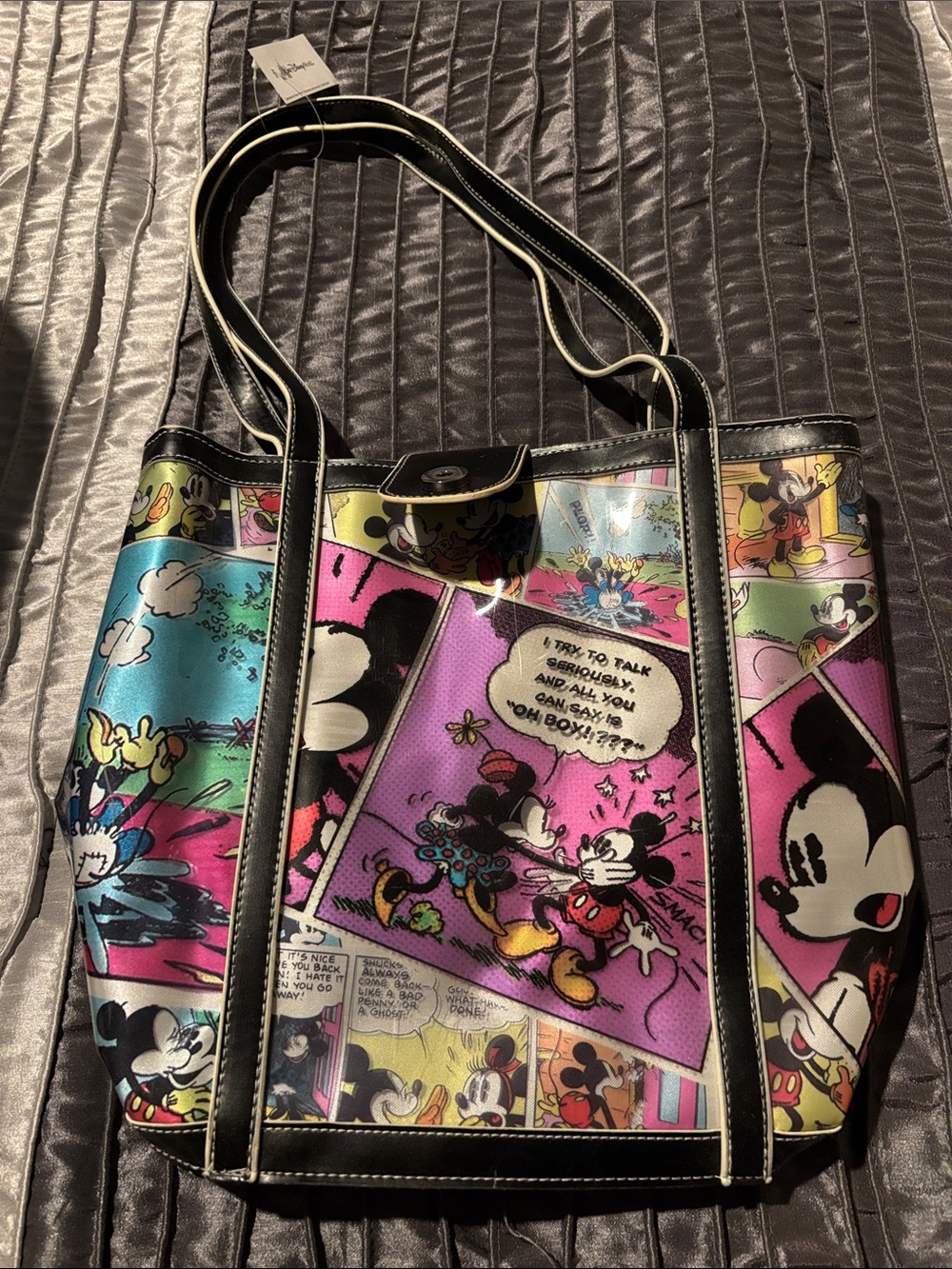 Disney Parks Multicolor Comic-Panel Tote with Black Trim